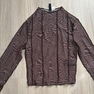 Sheer Brown Patterned Women's Top